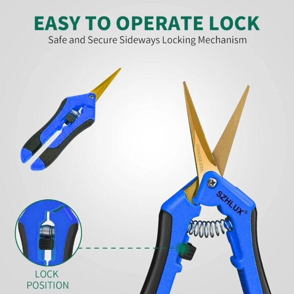 6.5" Gardening Scissors Hand Pruner Pruning Shears with Titanium Coated Curved - Picture 2 of 7